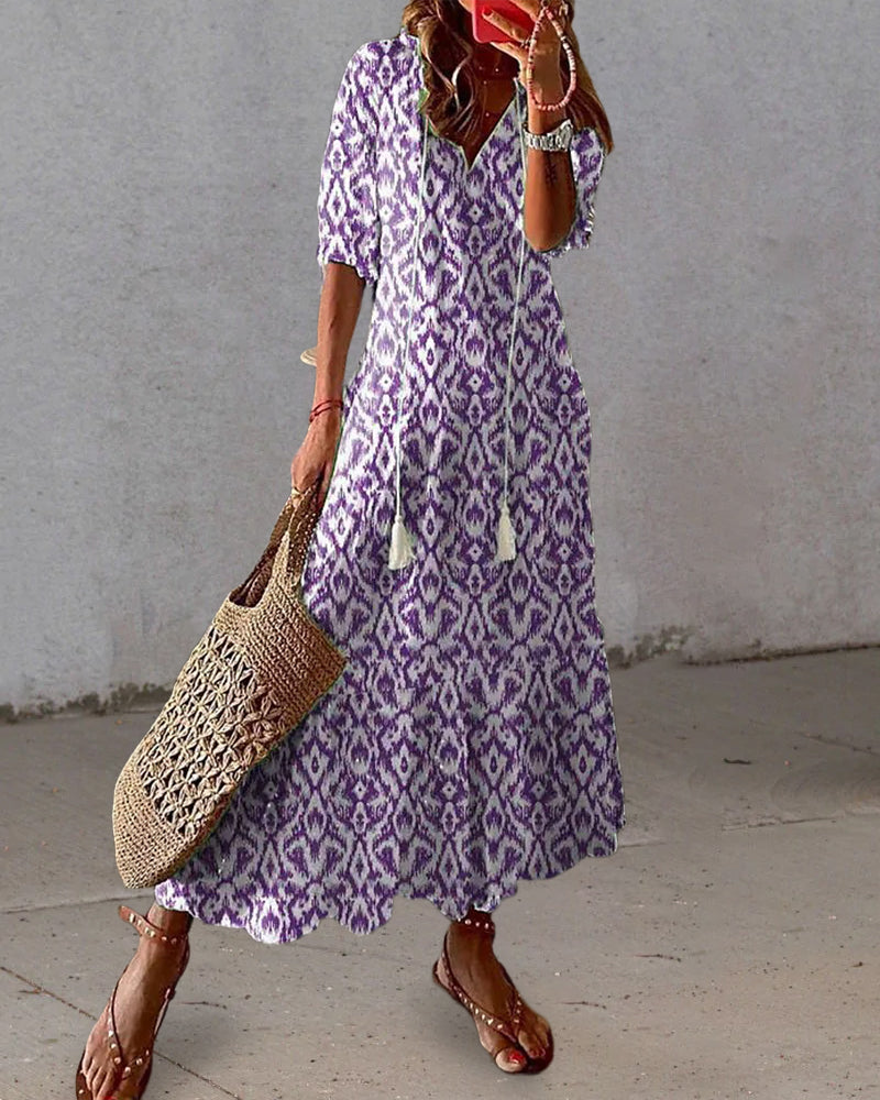 Mila | Langes Boho-Kleid mit ethnischem Muster