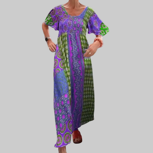 Felisa | Vestido maxi bohemio para mujer de parches