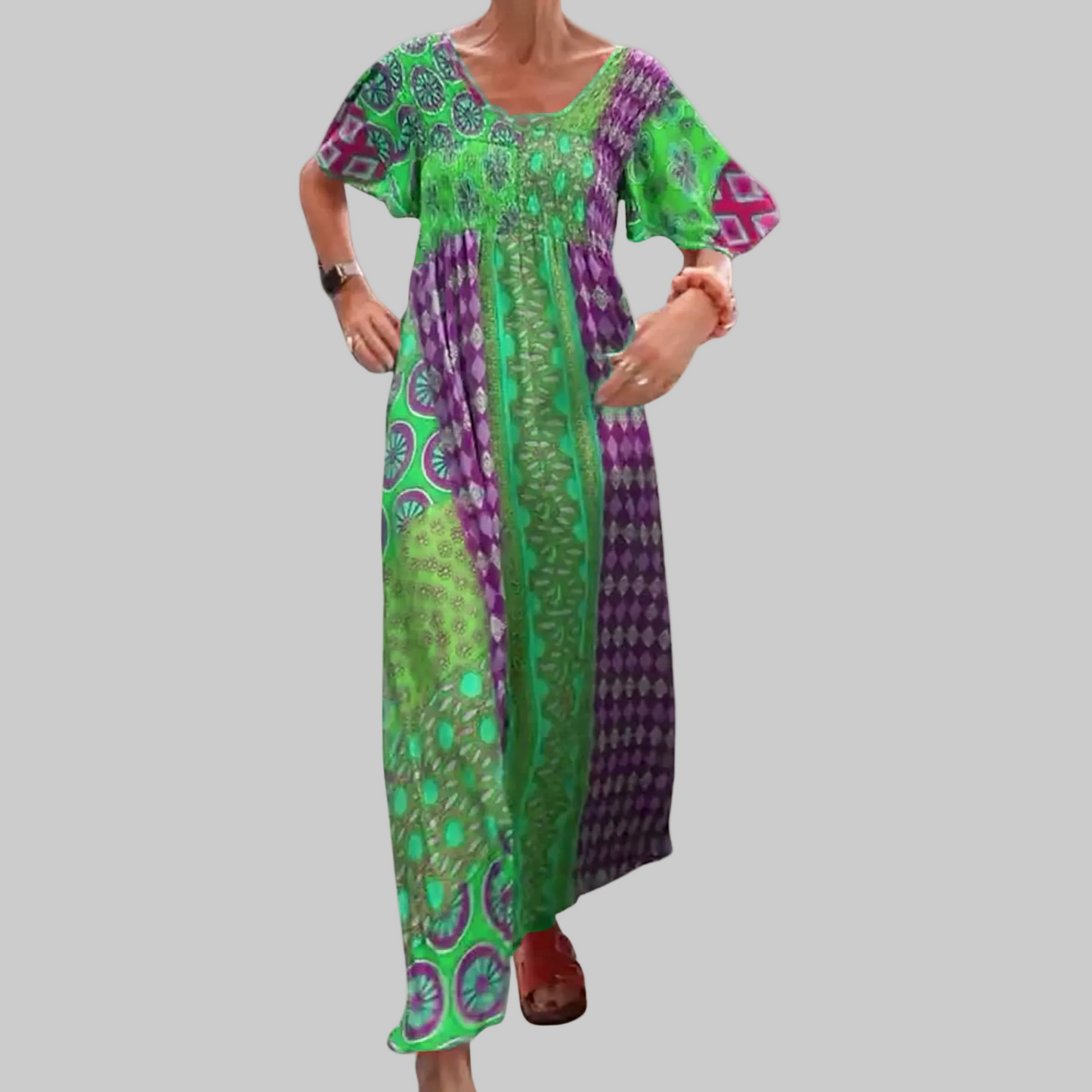 Felisa | Vestido maxi bohemio para mujer de parches