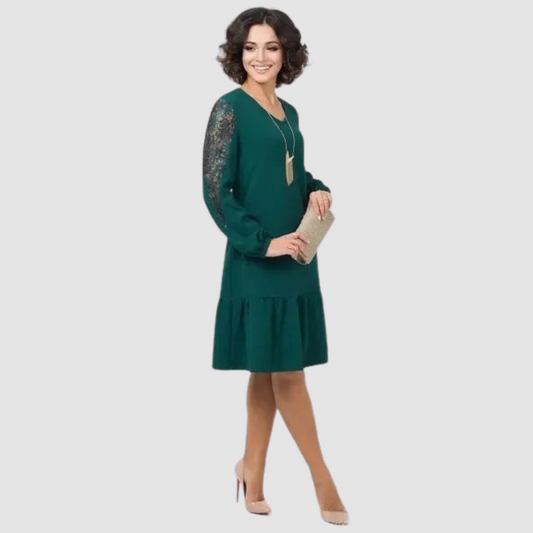Lorea | Vestido Midi con Manga Larga y Silueta Suelta para Mujer