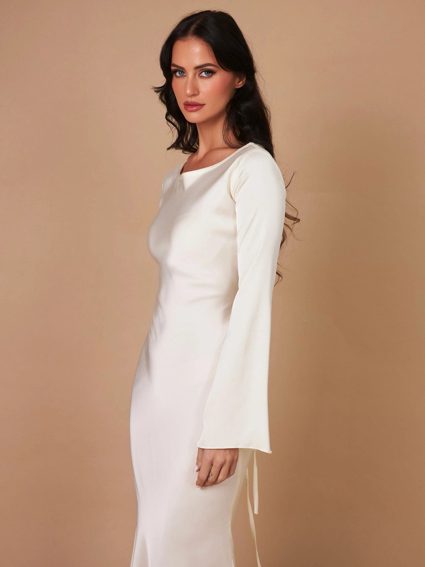 Aitana | Vestido maxi fluido para mujer con manga larga