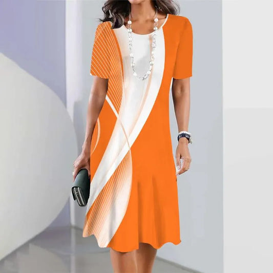 Elmara | Vestido midi para mujer con estampado y manga corta