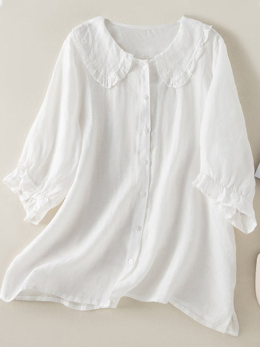 Zorelle | Blusa para mujer con cuello con volantes y manga tres cuartos