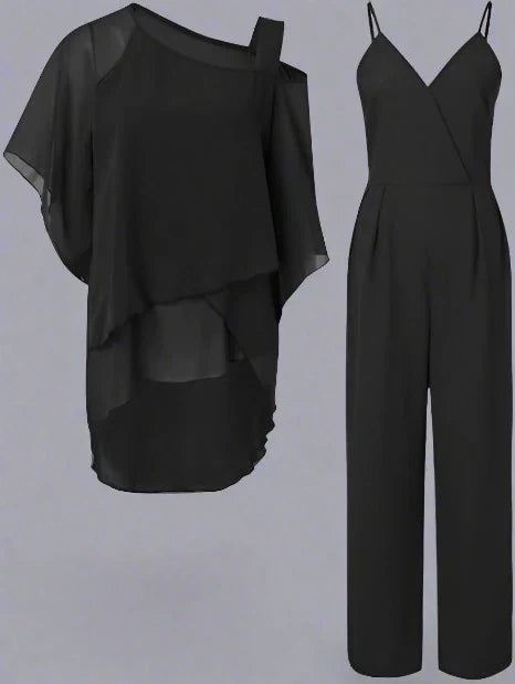 Luna | Conjunto elegante con top amplio y pantalón manga corta