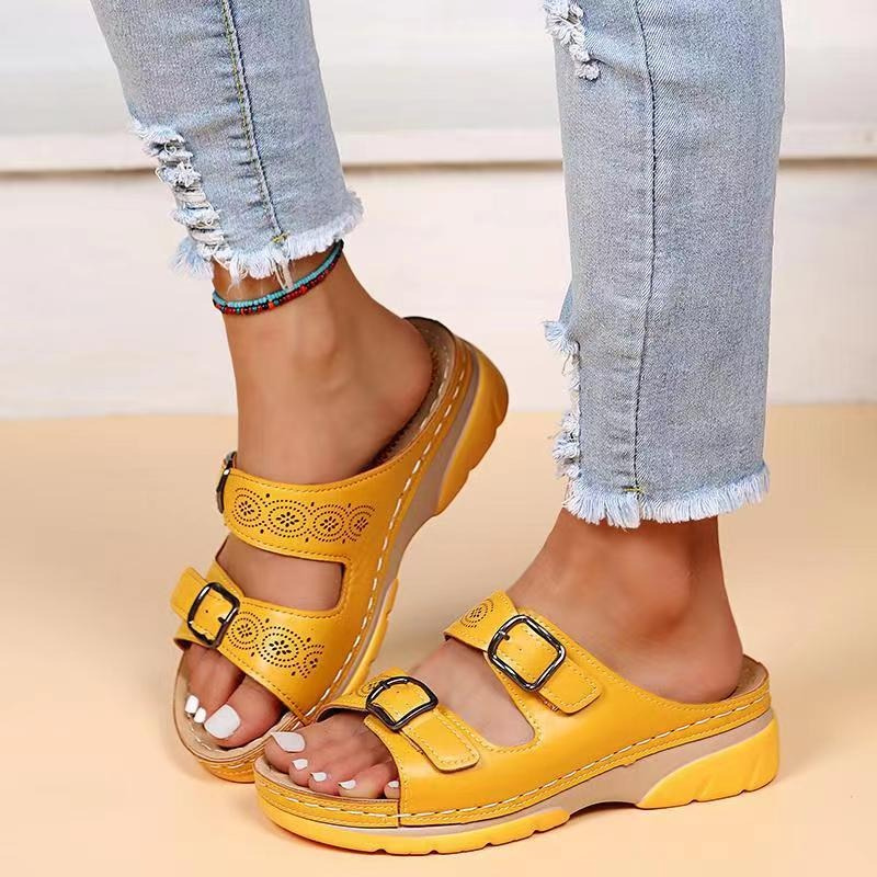 Sara | Orthopädische Damensandalen mit doppelter verstellbarer Schnalle