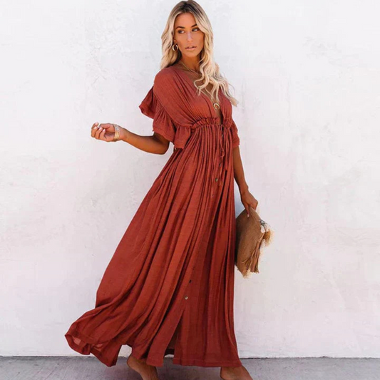 Yolanda | Vestido largo de mujer ligero y fluido para verano
