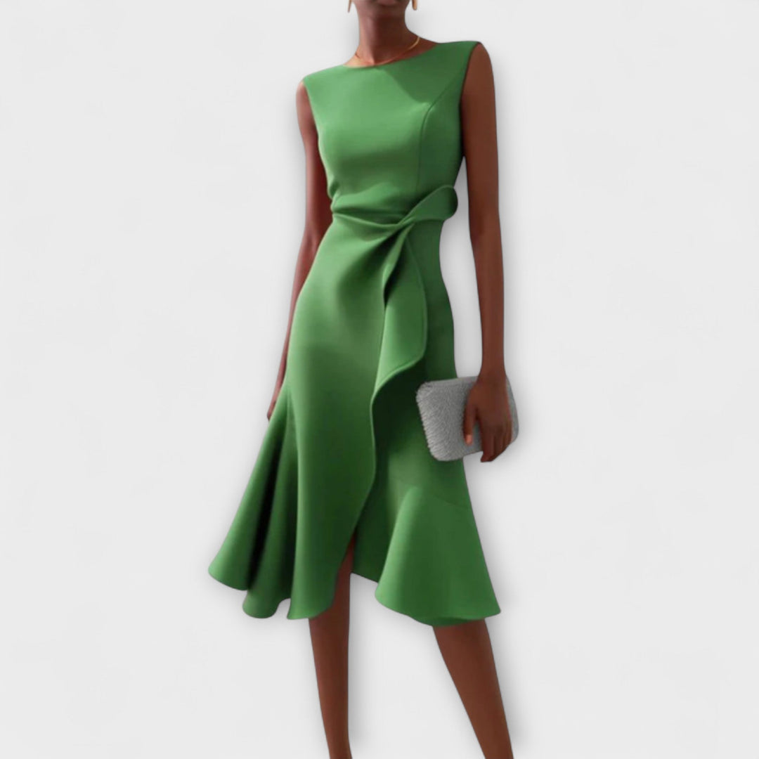 Waira | Vestido midi sin mangas con pliegues