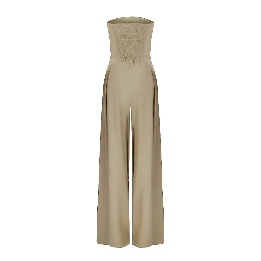 Lourdes | Eleganter Jumpsuit für Damen ohne Träger und mit weitem Bein