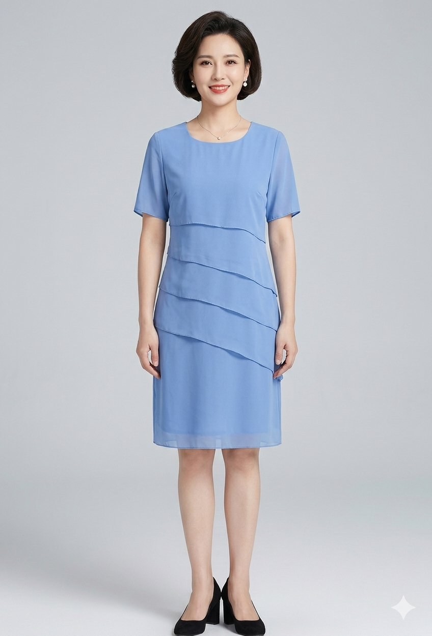 Marta | Vestido elegante para mujer con diseño de capas frontales