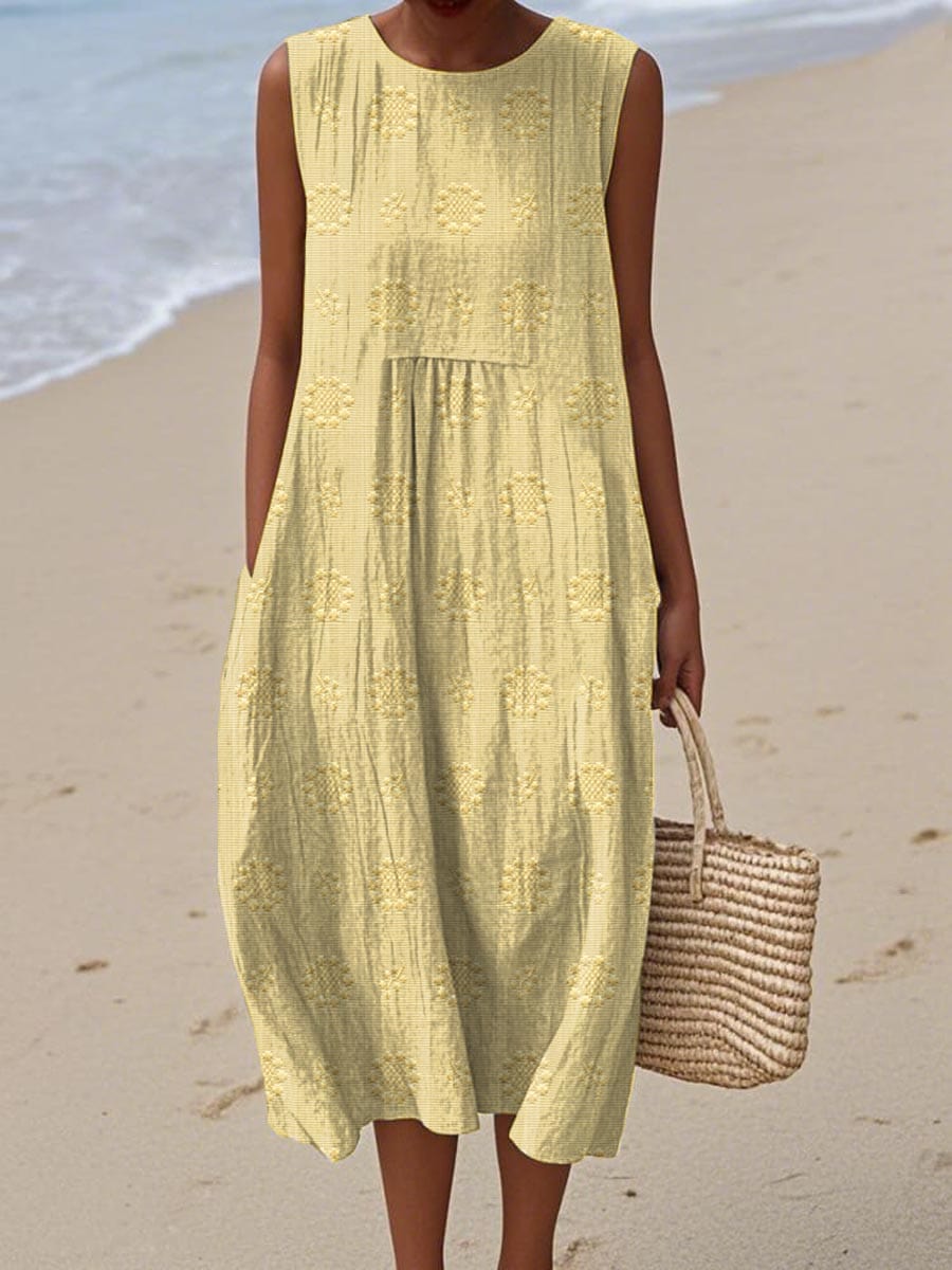 Orlena | Vestido maxi de verano sin mangas con bordados