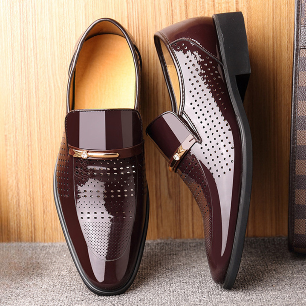 Kalem | Mocasines elegantes para hombre sin cordones con acabado brillante
