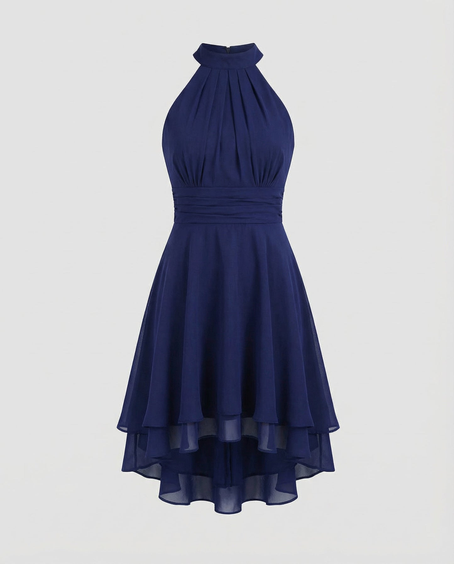 Delmara | Damen-Minikleid mit Neckholder und mehrlagigem Rock | Glockenförmig