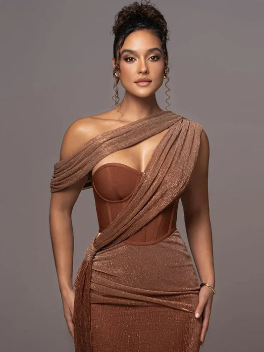 Alicia | Vestido de noche de un solo hombro elegante para mujer