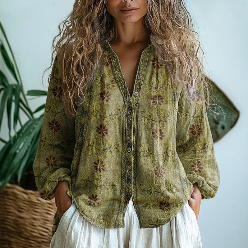 Rabella | Blusa Floral de Manga Larga con Corte Suelto