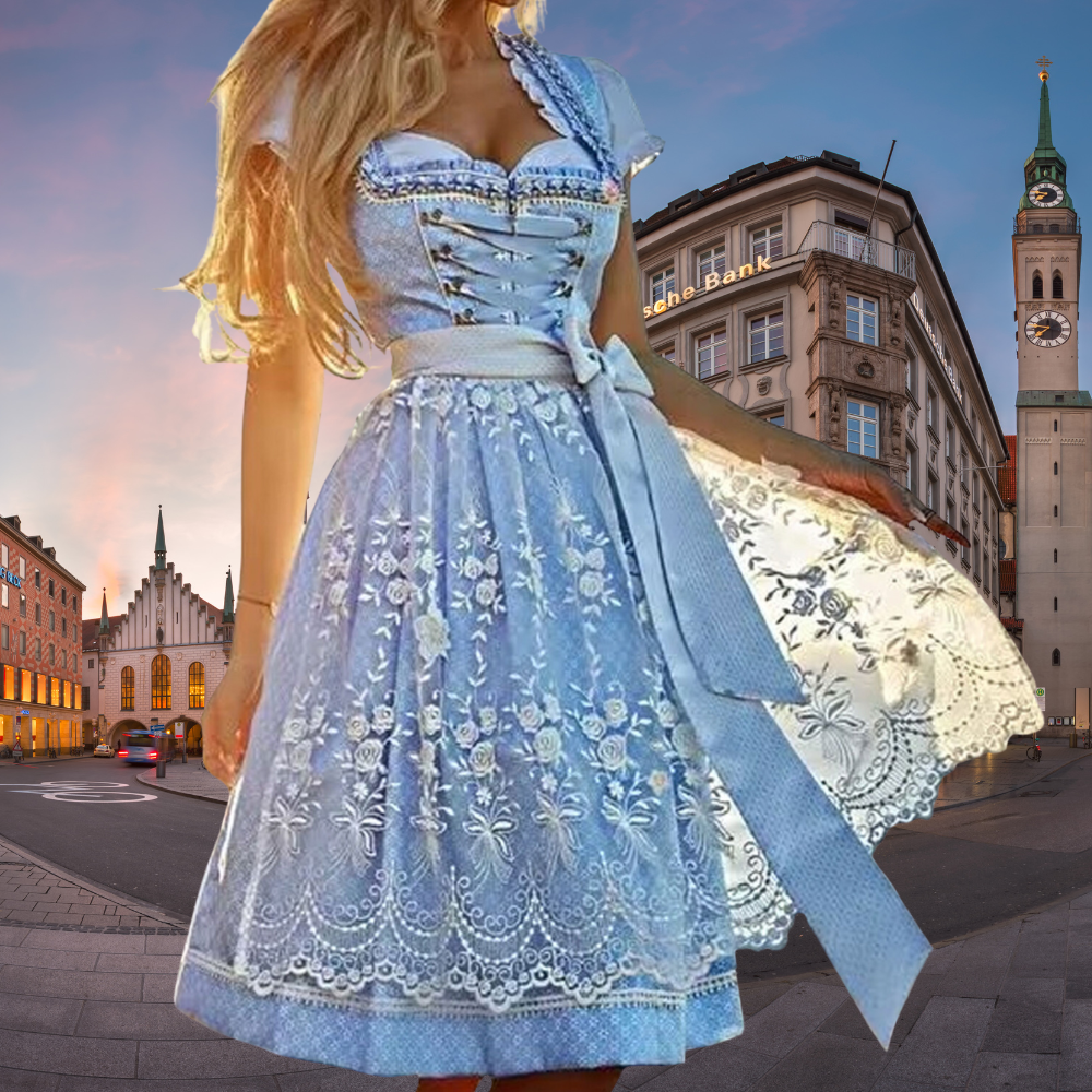 Paula | Vestido Oktoberfest con bordado y lazo en la cintura