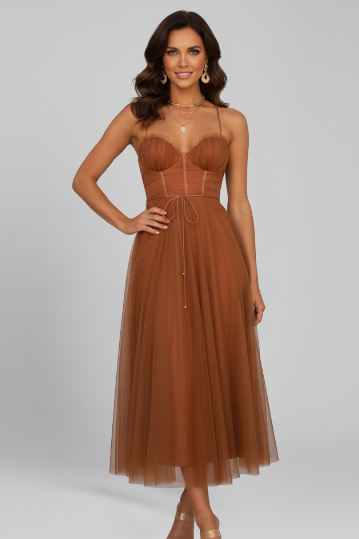 Marta | Women's Strapless Maxi Dress with Tulle Skirt