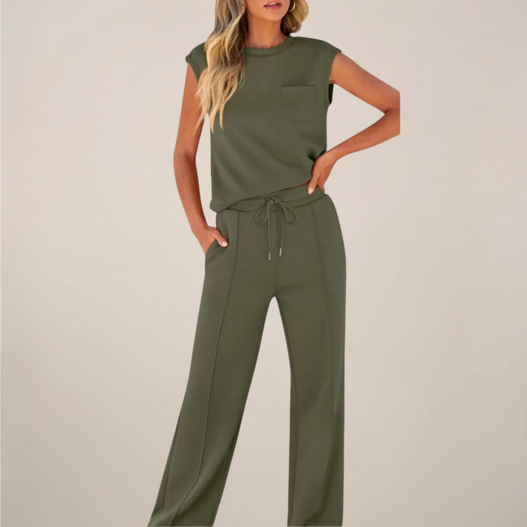 Eulogia | Zweiteiliges Frühlingsset für Damen mit Hose und verstellbarem Kordelzug