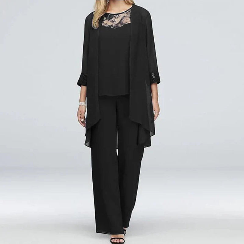 Zoraida | Conjunto de primavera de tres piezas para mujer con pantalón ancho
