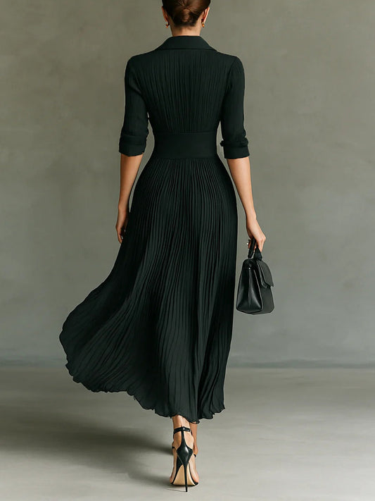 Salomé | Vestido largo con cintura ajustada y falda plisada