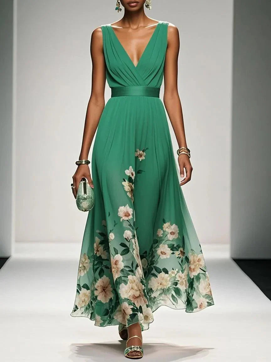 Umara | Floral print chiffon maxi summer dress