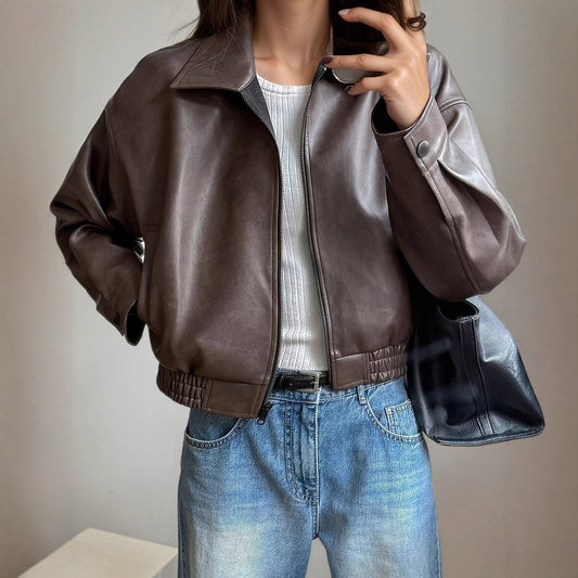 Aurora | Chaqueta bomber para mujer de polipiel con cremallera