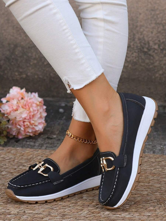 Marcela | Mocasines ortopédicos para mujer con detalle dorado