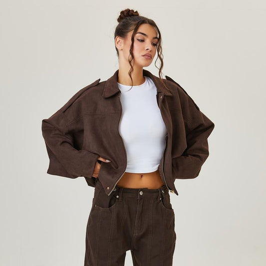 Yolanda | Chaqueta bomber para mujer de corte corto oversize
