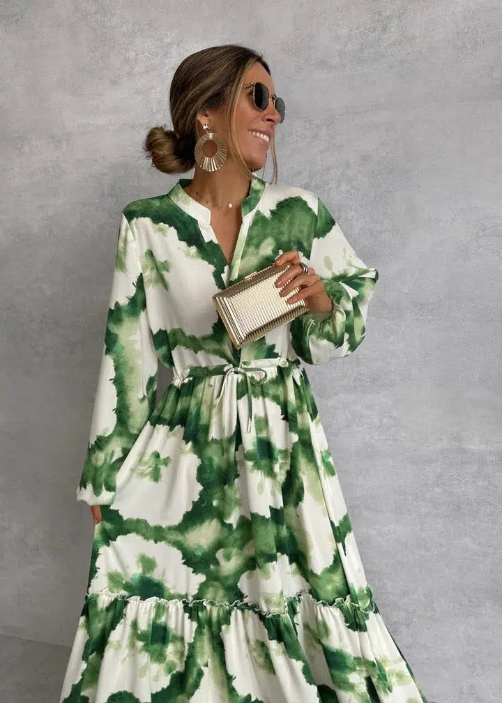 Teodora | Maxikleid für Damen mit Farbverlauf und Gürtel
