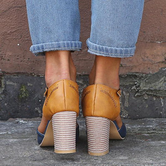 Eulalia | Sandalias de primavera para mujer con tacón ancho estilo Mary Jane