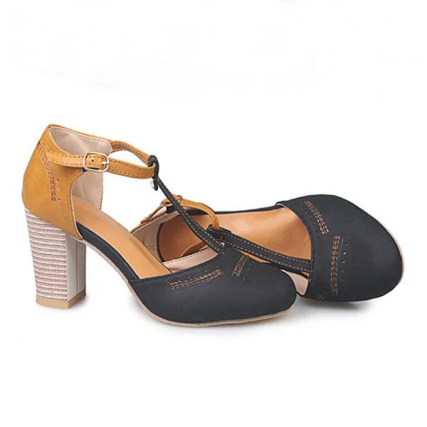 Eulalia | Sandalias de primavera para mujer con tacón ancho estilo Mary Jane
