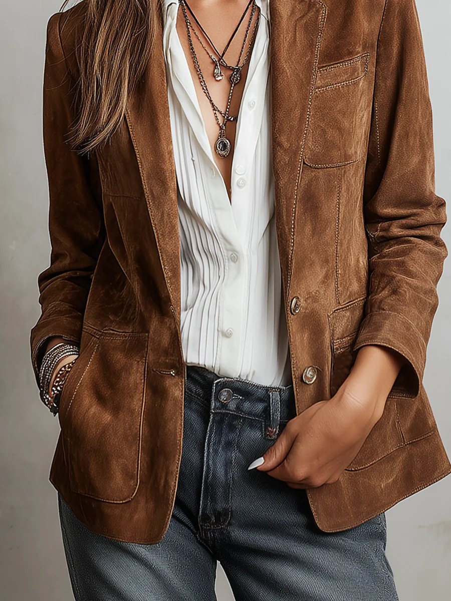 Verónica | Damen-Blazer aus Kunstwildleder mit tailliertem Schnitt