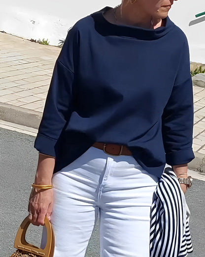 Xaviera | Top de punto para mujer con cuello barco y manga tres cuartos | Cómodo