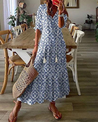 Mila | Langes Boho-Kleid mit ethnischem Muster  
