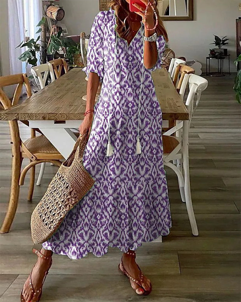 Mila | Langes Boho-Kleid mit ethnischem Muster  