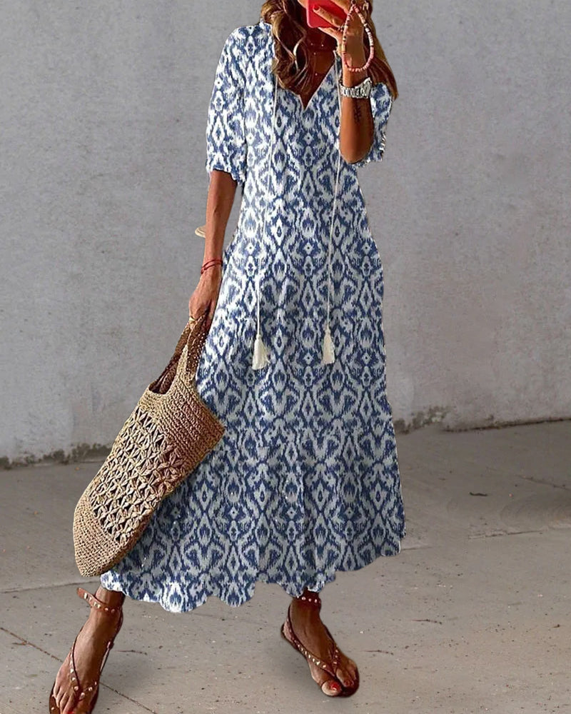 Mila | Langes Boho-Kleid mit ethnischem Muster  