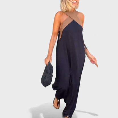 Manuela | Elegantes Maxikleid mit überkreuztem Ausschnitt und ärmellos  