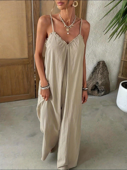 Lorenza | Damenjumpsuit mit feinen Trägern und weitem Schnitt  