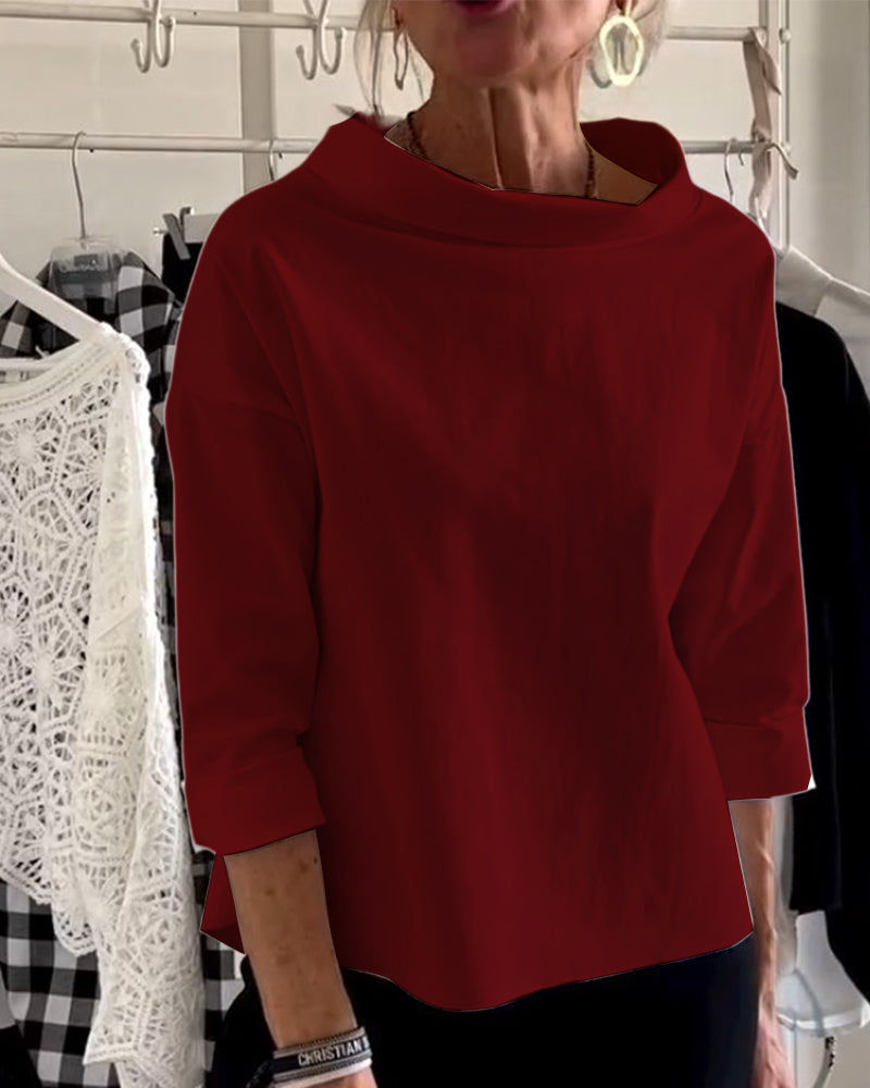 Xaviera | Top de punto para mujer con cuello barco y manga tres cuartos | Cómodo