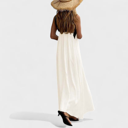 Manuela | Elegantes Maxikleid mit überkreuztem Ausschnitt und ärmellos  
