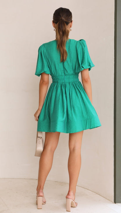 Darsela | Robe courte de printemps à manches bouffantes pour femme