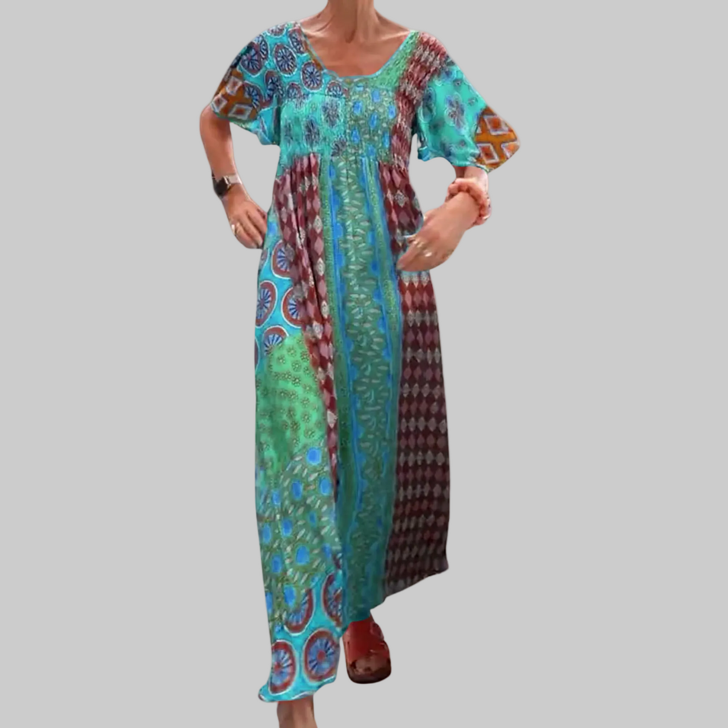 Felisa | Vestido maxi bohemio para mujer de parches
