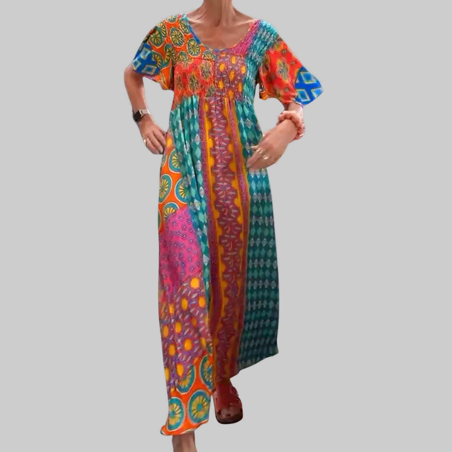 Felisa | Vestido maxi bohemio para mujer de parches