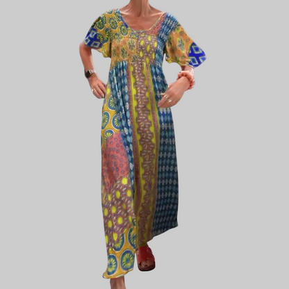 Felisa | Vestido maxi bohemio para mujer de parches
