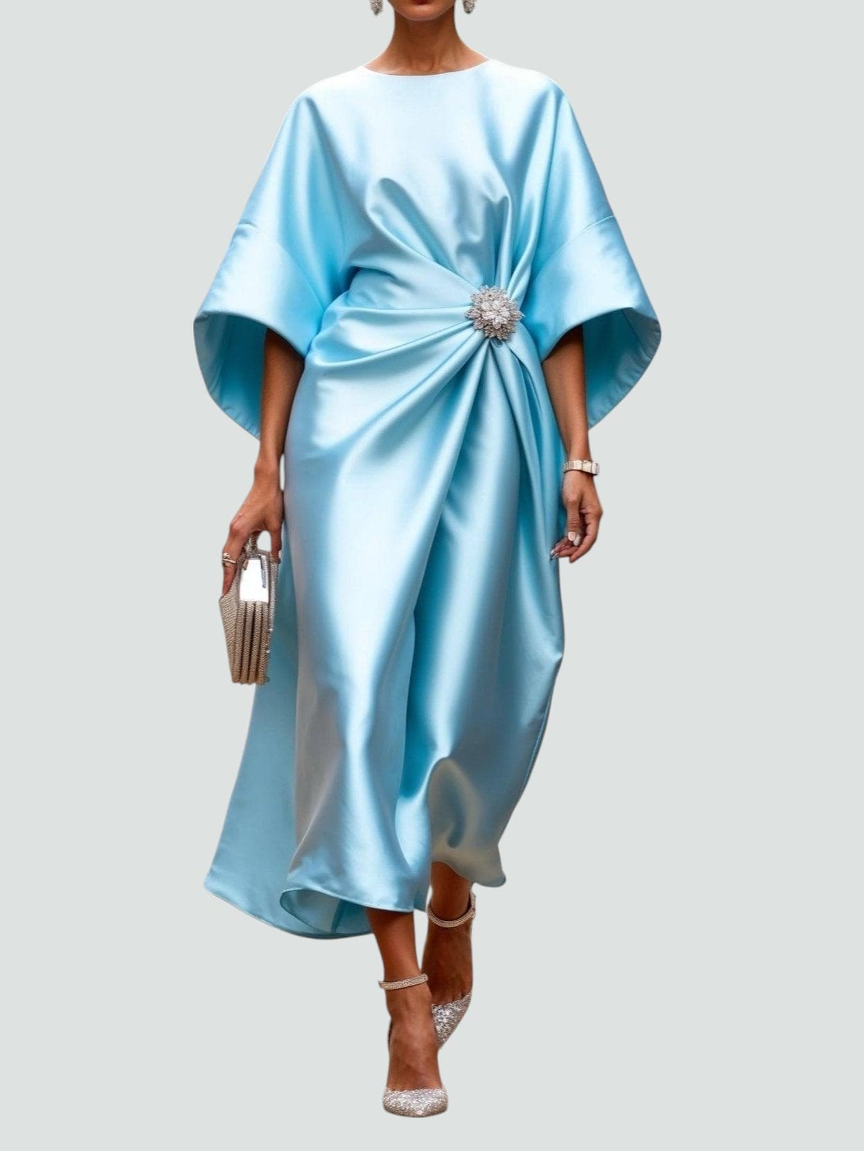 Koralia | Vestido midi para mujer con nudo frontal elegante | Moderno