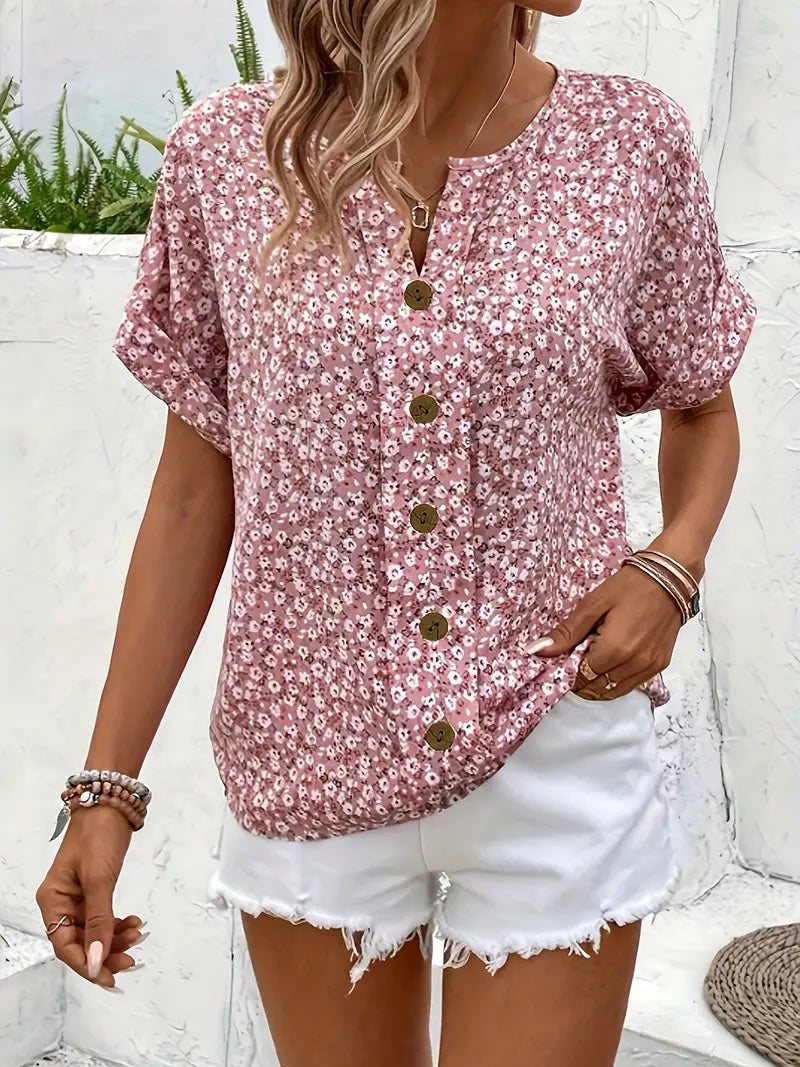 Basilea | Top de verano con mangas cortas y botones para mujer