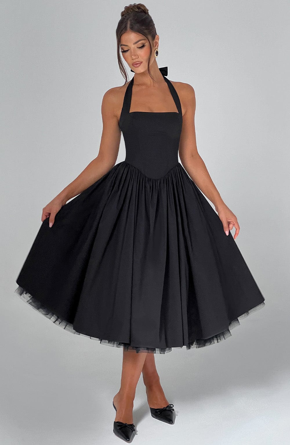 Lúa | Vestido midi halter para mujer para eventos