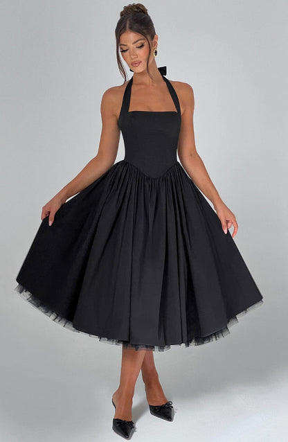 Lúa | Vestido midi halter para mujer para eventos