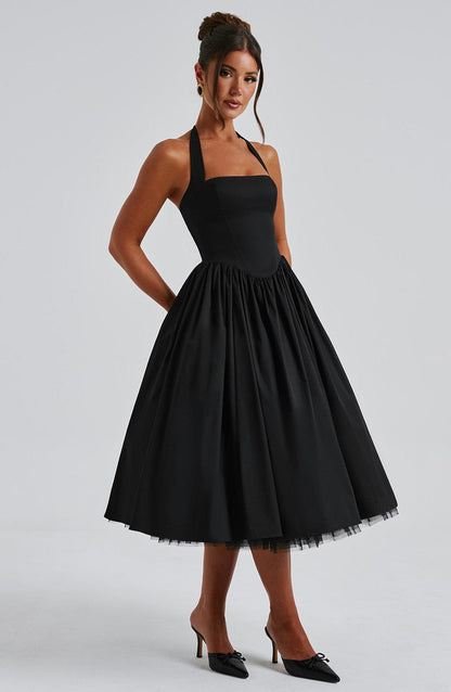 Lúa | Vestido midi halter para mujer para eventos