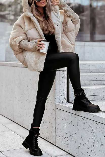 Candela | Chaqueta acolchada con pelo sintético y capucha mujer