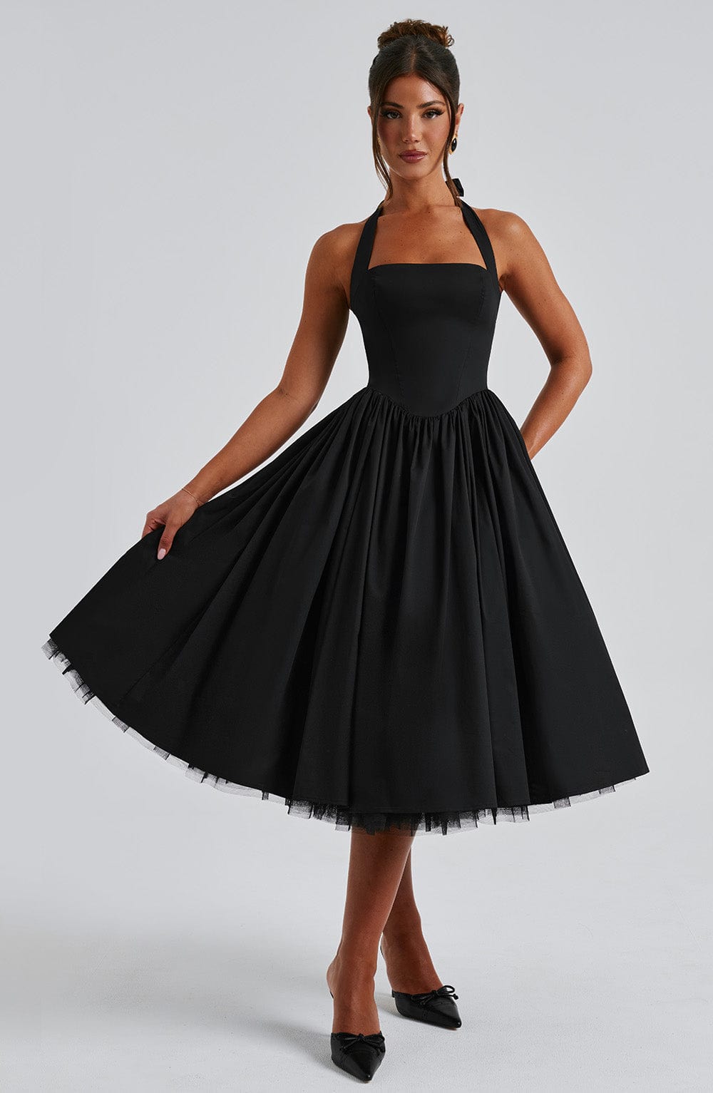 Lúa | Vestido midi halter para mujer para eventos